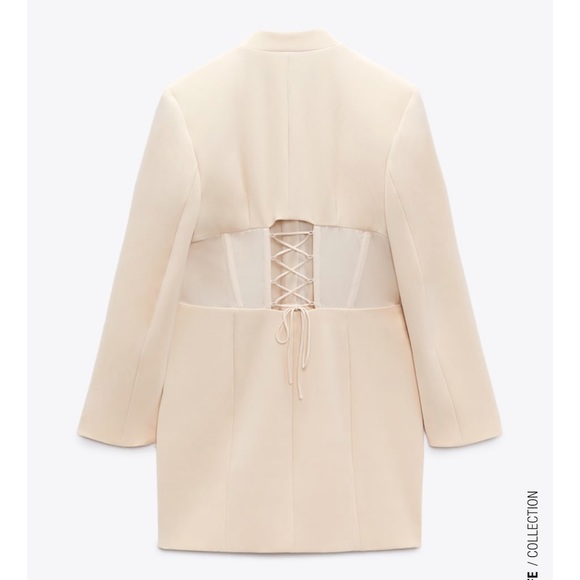 ZARA Corset Blazer Dress Ecru - Picture 7 of 8